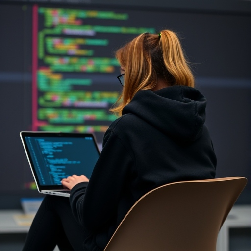 female developer coding